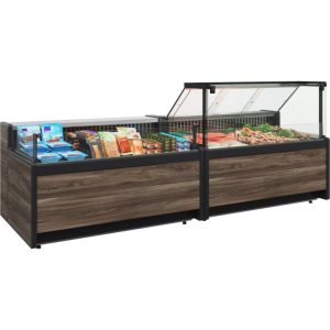Витрина холодильная Carboma GC111 VV 1,5-1 (1008 Темный дуб) (динамика, газлифт, без боковин) - Изображение 3
