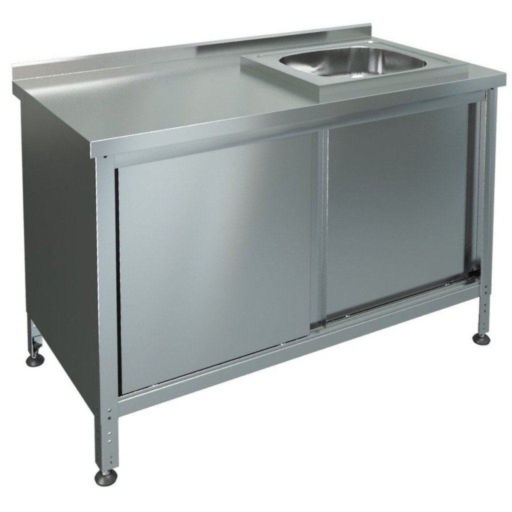 Стол-тумба производственный с мойкой МХМ СТКМП-1-1200*600 (мойка справа)