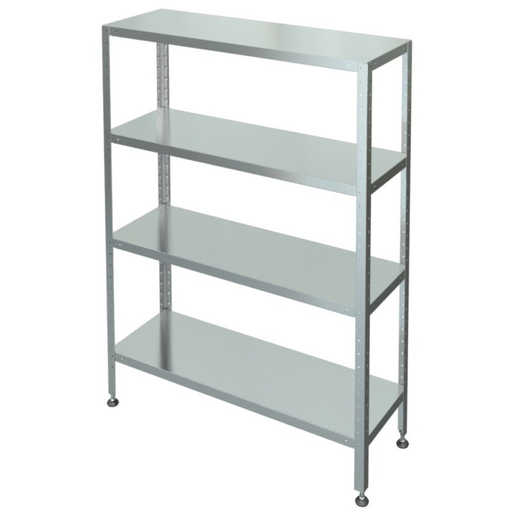 Стеллаж с 4-я сплошными полками МХМ С-4-0,5/1,5/1,8 (нержавейка AISI 430 t-1,0) 
