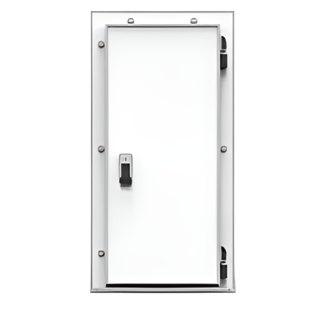 Дверь холодильная распашная одностворчатая НТ-РДО-1200*2100/120 (с металлической рамой)