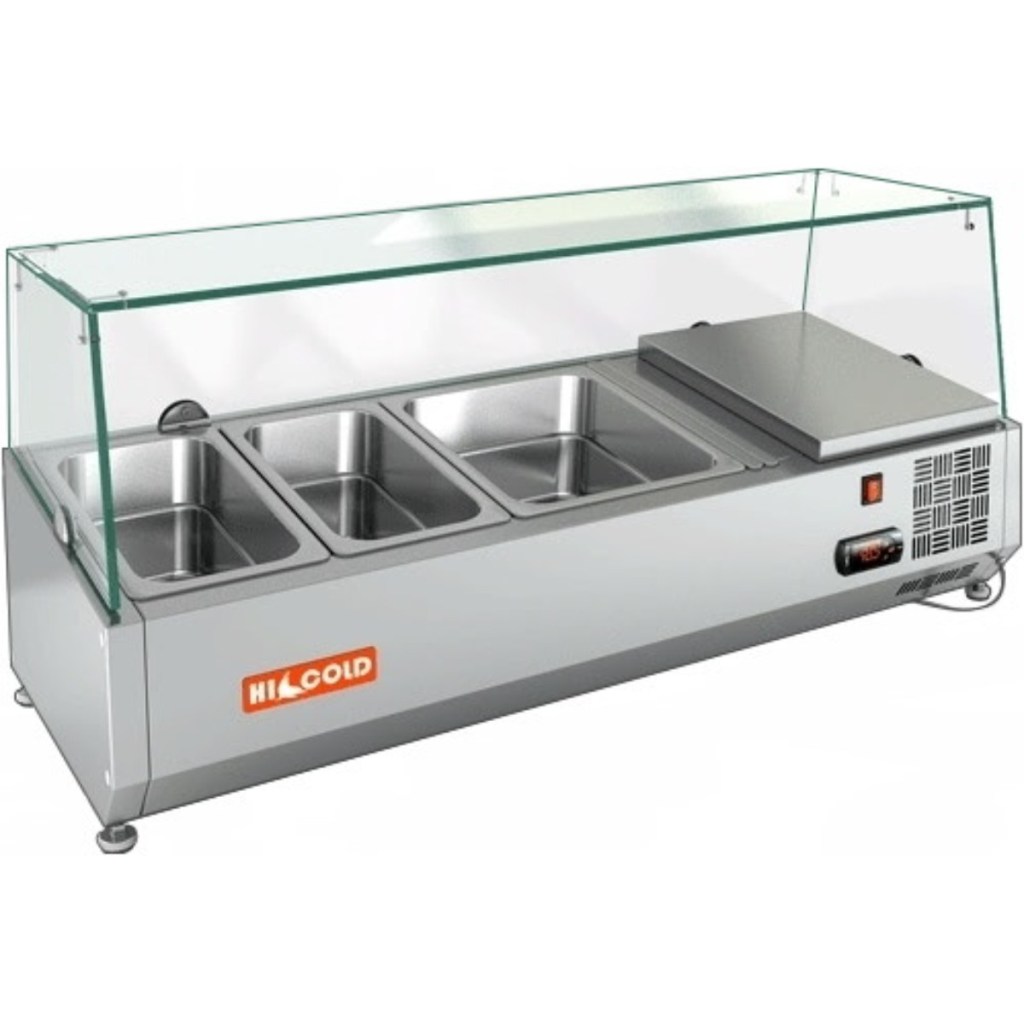 Витрина холодильная для ингредиентов HICOLD VRTG 1000 к PZE3 (1/3)