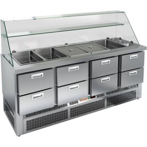 Стол холодильный для салатов HiCold SLE3-222GN высокое стекло